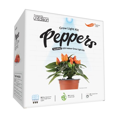 Miracle Led Unedison 2-Socket Blue Spectrum 11W Replace 150W Wide Angle Indoor Pepper Grow Light Kit, 3PK 802019